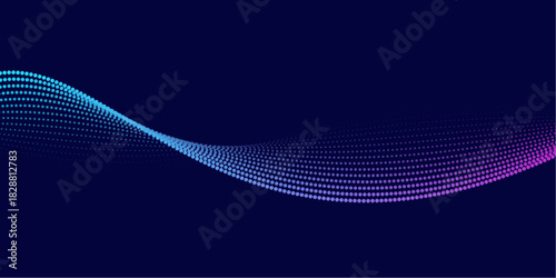 Abstract Halftone Dot Wave Pattern on Dark Background