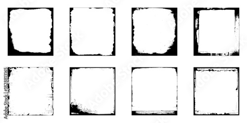Set of grunge frames on a transparent background. Realistic. Grunge frames for photo.  vector illustration