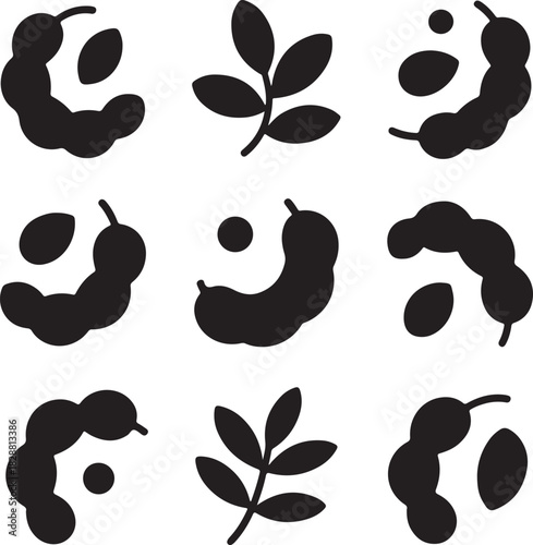 Tamarind fruit and leaf vector icon illustration graphic design