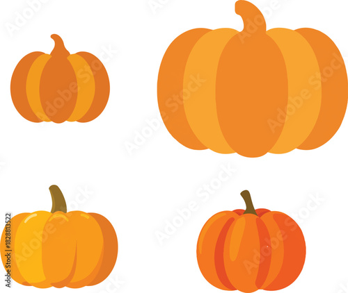 pumpkin, a simple flat icon design, vector graphic on a white background, minimalistic, with simple shapes, in an orange color, simple lines, no shading detail
