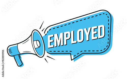 Employment Announcement with Megaphone in Cartoon Style Promoting Job Opportunities and Career Advancement in the Labor Market