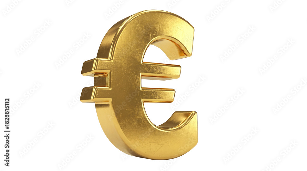 Fototapeta premium Golden euro currency symbol isolated PNG, finance and economy concept for business and investment on transparent background
