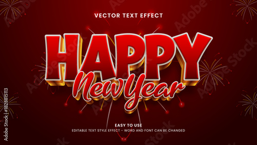 happy new year editable text effect 3d vector