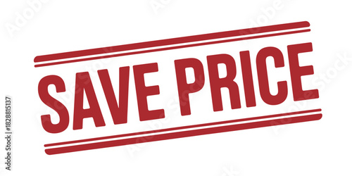 Save Price Promotional Graphic with Red Text and Lines on White Background for Marketing Material and Special Offers