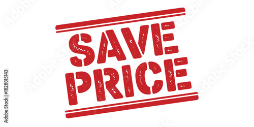 Attention Grabbing Save Price Stamp on White Background Promotes Discounts and Affordability for Shoppers