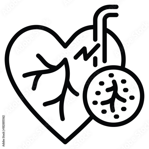 Myocarditis Icon Line Vector Illustration