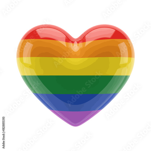 Vibrant LGBTQ Pride Heart Symbol on White Background Representing Love and Inclusivity