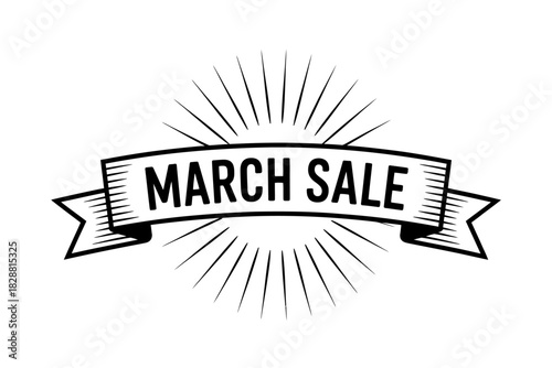 March Sale Banner with Sunburst Background Ready for Promotions and Advertising Offers