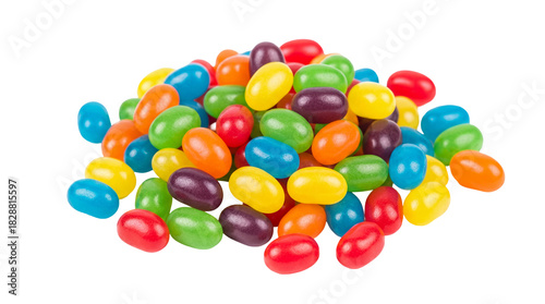 Tableau sur toile Pile of colorful jelly beans isolated PNG, sweet candy assortment on transparent