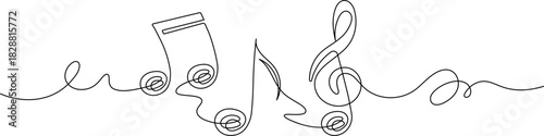 Continuous Line Music Symbols - Minimalist Melody One Line Art