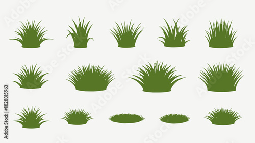 Isolated grass tufts vector seamless pattern greenery background simple