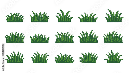 Pixelated Grass Clumps for Game Assets and Backgrounds