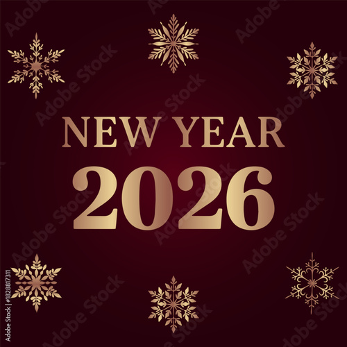 New Year 2026 Golden Snowflake Design