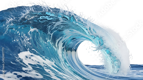 Fototapeta Naklejka Na Ścianę i Meble -  Powerful ocean wave crashing with spray isolated on transparent background