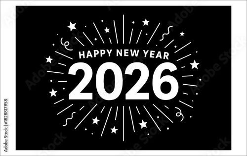 “Minimalist Happy New Year 2026 Banner Design”