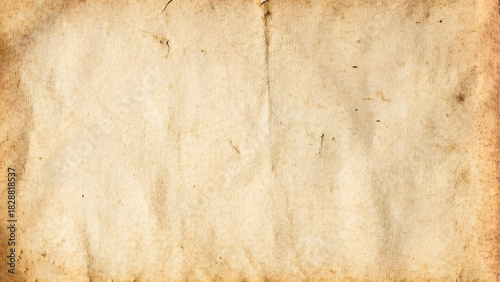 Old worn crumpled paper background. Vintage dirty sheet of parchment. 