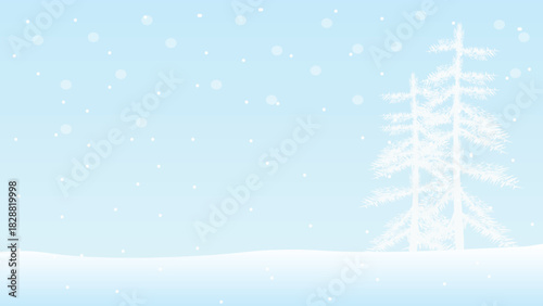 Winter mountain landscape background, Christmas snow falling, background illustration