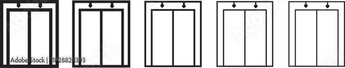 Elevator icon vector outline set. icon symbol in black. icon design vector stock. collection. flat icons.