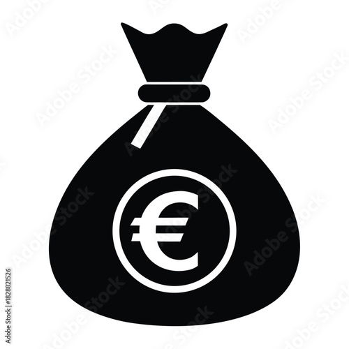 Money bag cash euro finance icon on white background