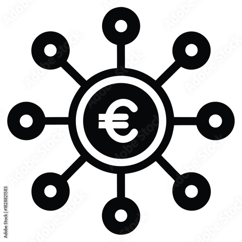 Financial network global system euro icon on white background