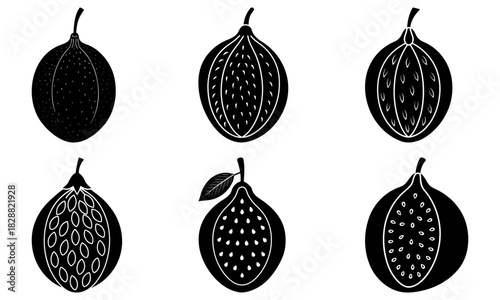 Stunning passion fruit illustration, a modern and elegant design ideal for food branding, packaging, or culinary projects, originally from a scalable vector file