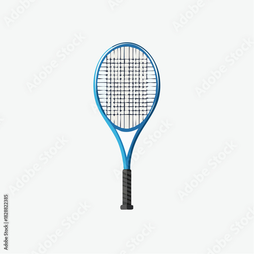 Professional Tennis Racket with Blue Frame and Strings on a White Background - Ideal for Sports and Fitness Enthusiasts