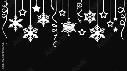 Festive Snowflakes and Stars Elegant Winter Holiday Season Decorations