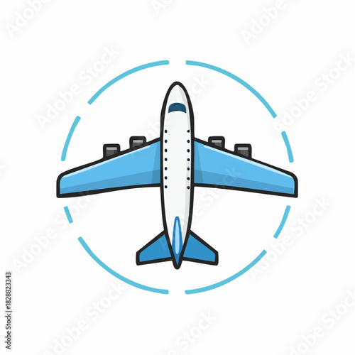 Airplane flight icon representing global travel and tourism, a vector symbol for air transportation and international vacation journeys