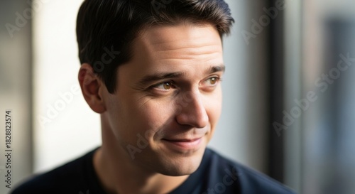 Headshot of a pleasant man in soft natural light