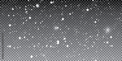 Snowflake design. Winter. Snowfall. Scattered snowflakes. December theme. Snowy landscape.