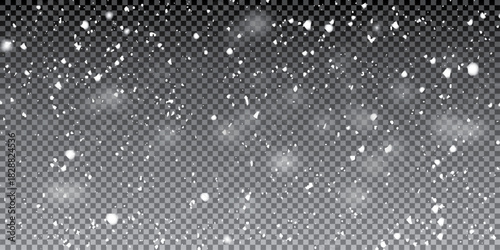 Snowflake design. Winter. Snowfall. Scattered snowflakes. December theme. Snowy landscape.