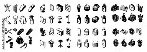 Barbershop and salon icon collection