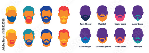 Colorful Beard Icons