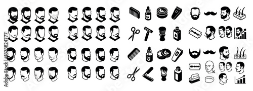 Male beard style and grooming icons