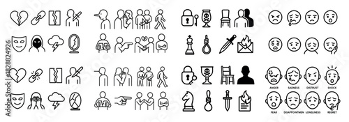 Human emotions icon set collection