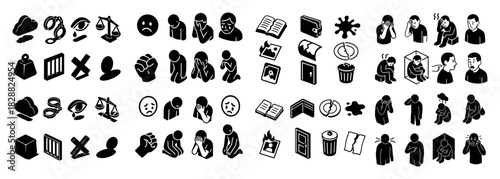 Icon set on justice and emotion themes