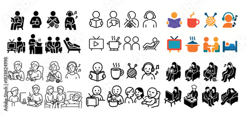 Diverse activities and hobbies icons