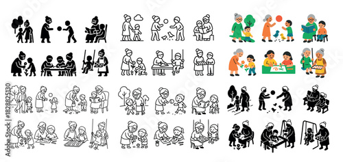 Elderly women engaging with children