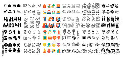 Diverse people and activity icons
