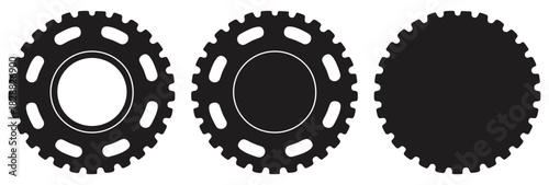 Industrial mechanical gear silhouette icon set.