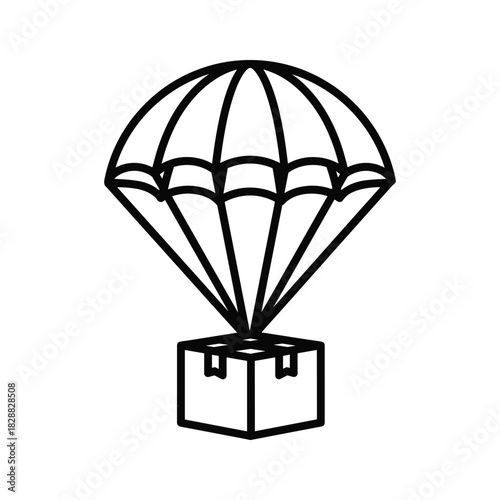 Parachute delivering a package icon representing fast air delivery and logistics service