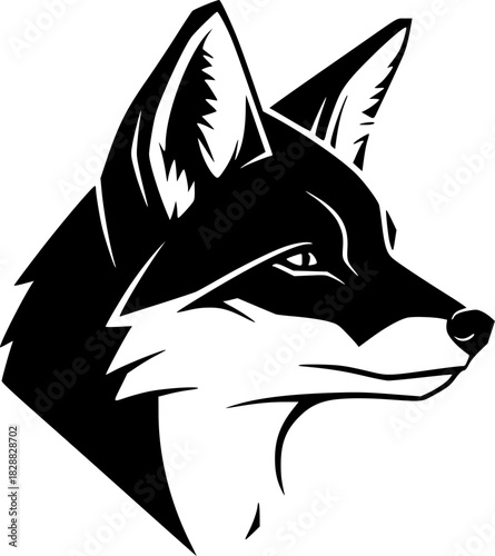 Simple Black Silhouette of a Fox Head Vector Illustration
