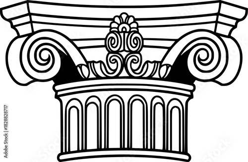 Classic Architectural Column Capital Design Element Illustration
