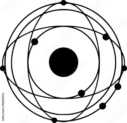 Atomic Structure Illustration Nucleus, Electrons, and Orbitals
