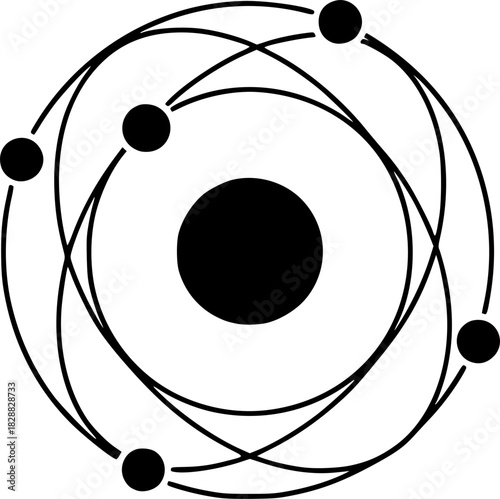Atomic Structure Illustration Nucleus, Electrons, and Orbitals
