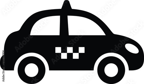 Icon of a black taxi car with checkered pattern on the side silhouette vector transport service urban travel concept vector