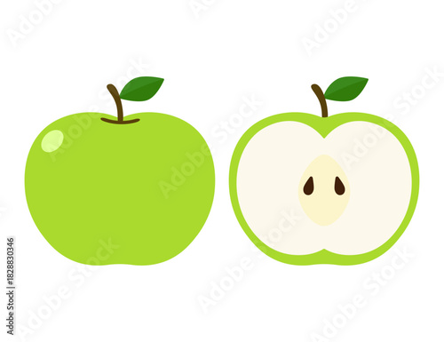 青りんごと青りんごの断面