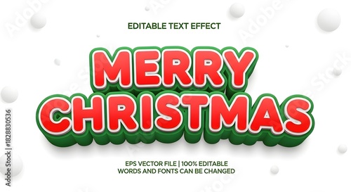 Merry christmas 3d text effect in vibrant red and green, a festive holiday greeting for seasonal designs and celebrations, isolated on white background