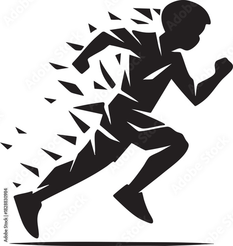 Speed and Motion: Dynamic silhouette of a person running, symbolizing energy, speed, and motion.