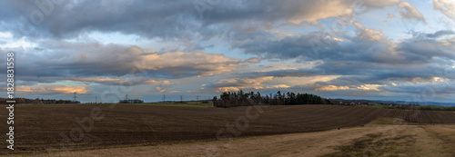 Autumn dark cloudy afternoon near Chotycany village